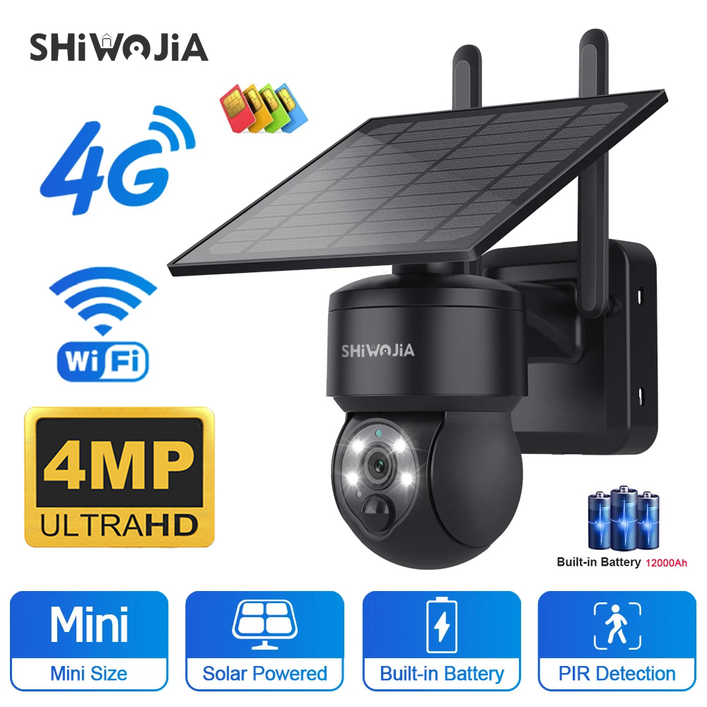 Home Security Cameras Wireless - SHIWOJIA WIFI Wireless PTZ Solar Camera