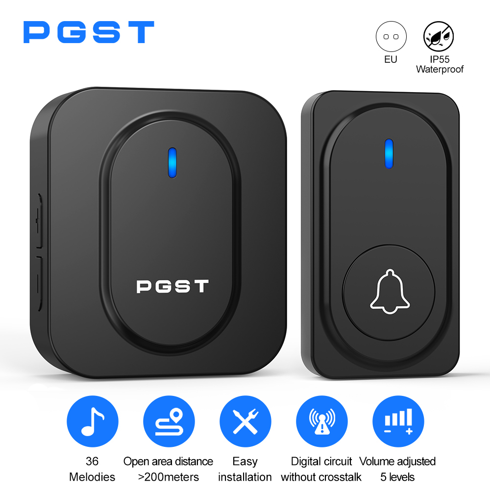 Home Security Bell - PGST Wireless Doorbell 36 Chimes LED