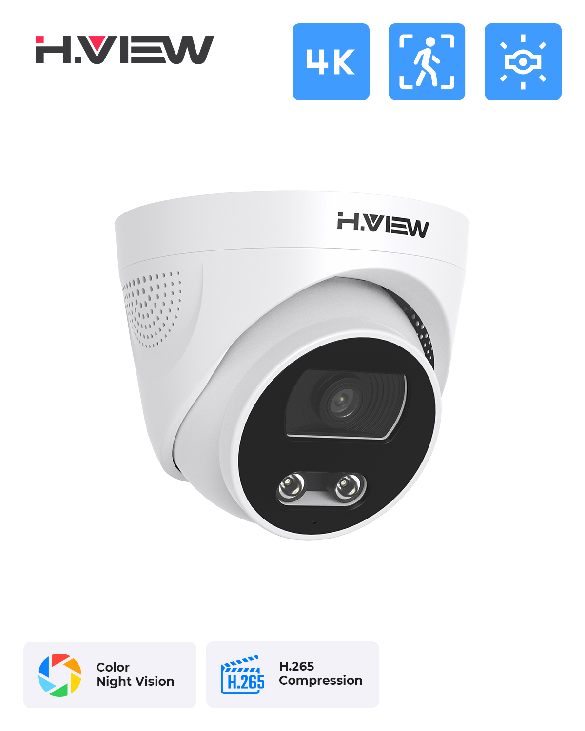 Home Security Kamera - H.View 8Mp Poe Ip Camera Ai