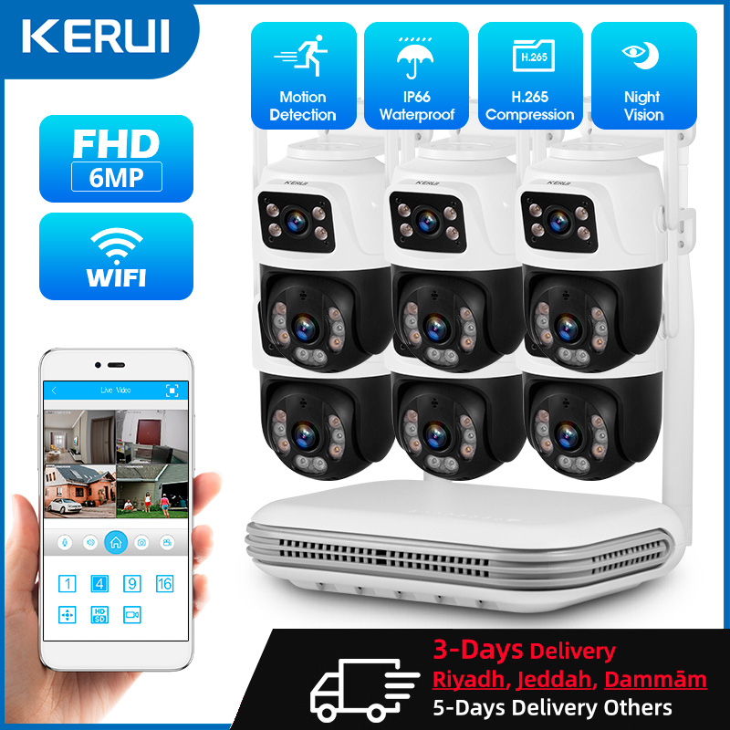 Home Security Cameras Wireless - KERUI Waterproof 6MP HD Wireless Dual