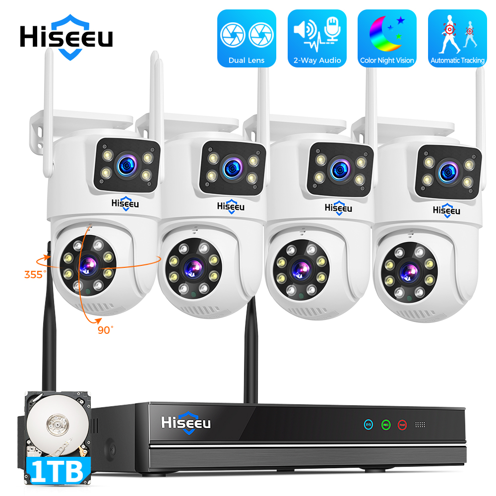 Home Security Camera System - Hiseeu 6MP WiFi Dual Lens Camera
