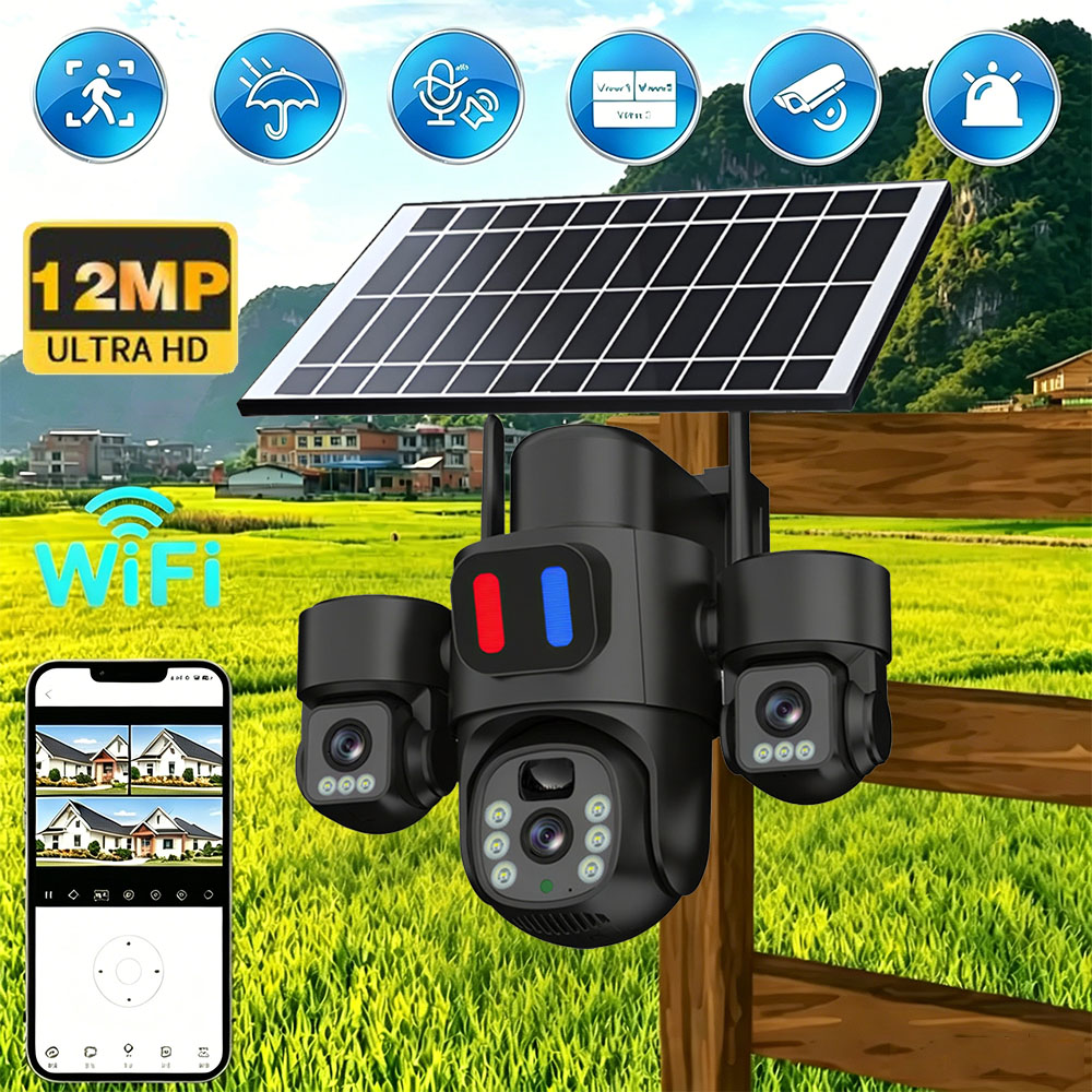 Home Security Kamera - Solar WiFi PTZ Camera Outdoor Triple