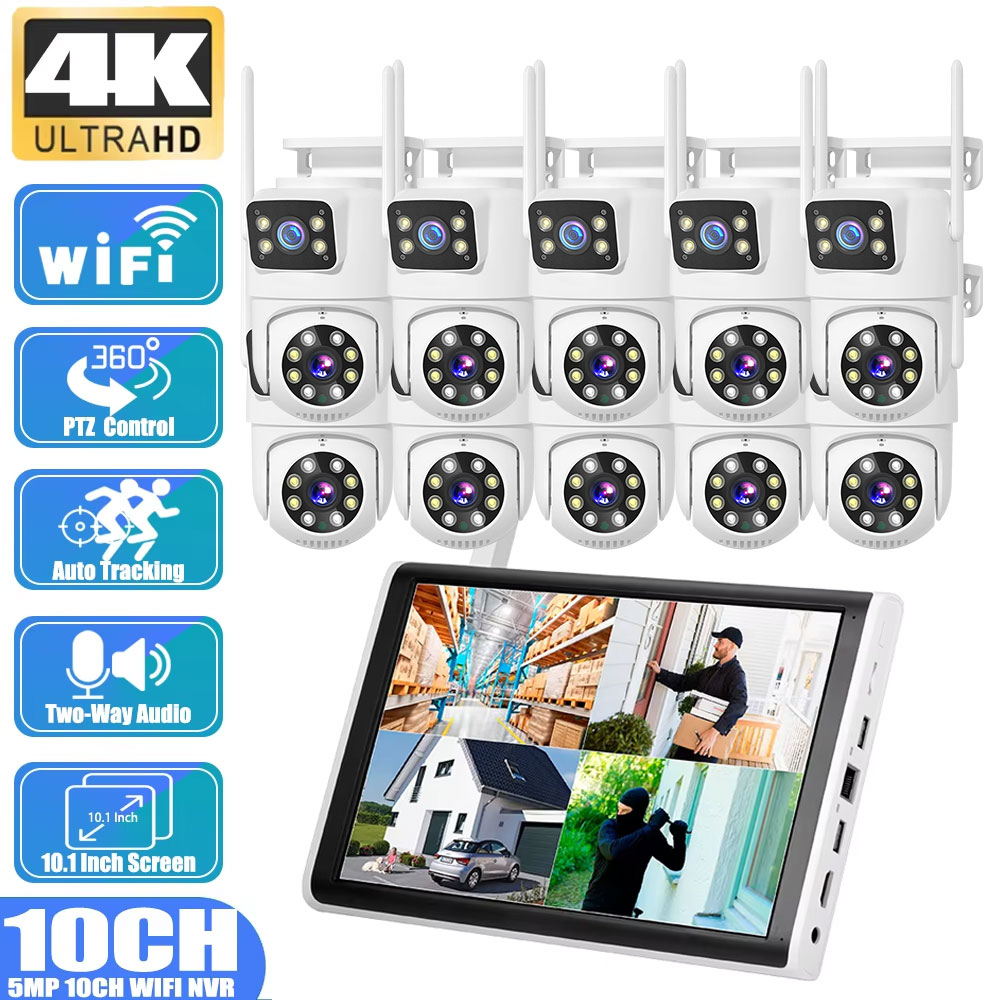 Home Security Cameras Wireless - 8MP 4K Dual Lens Human Detection