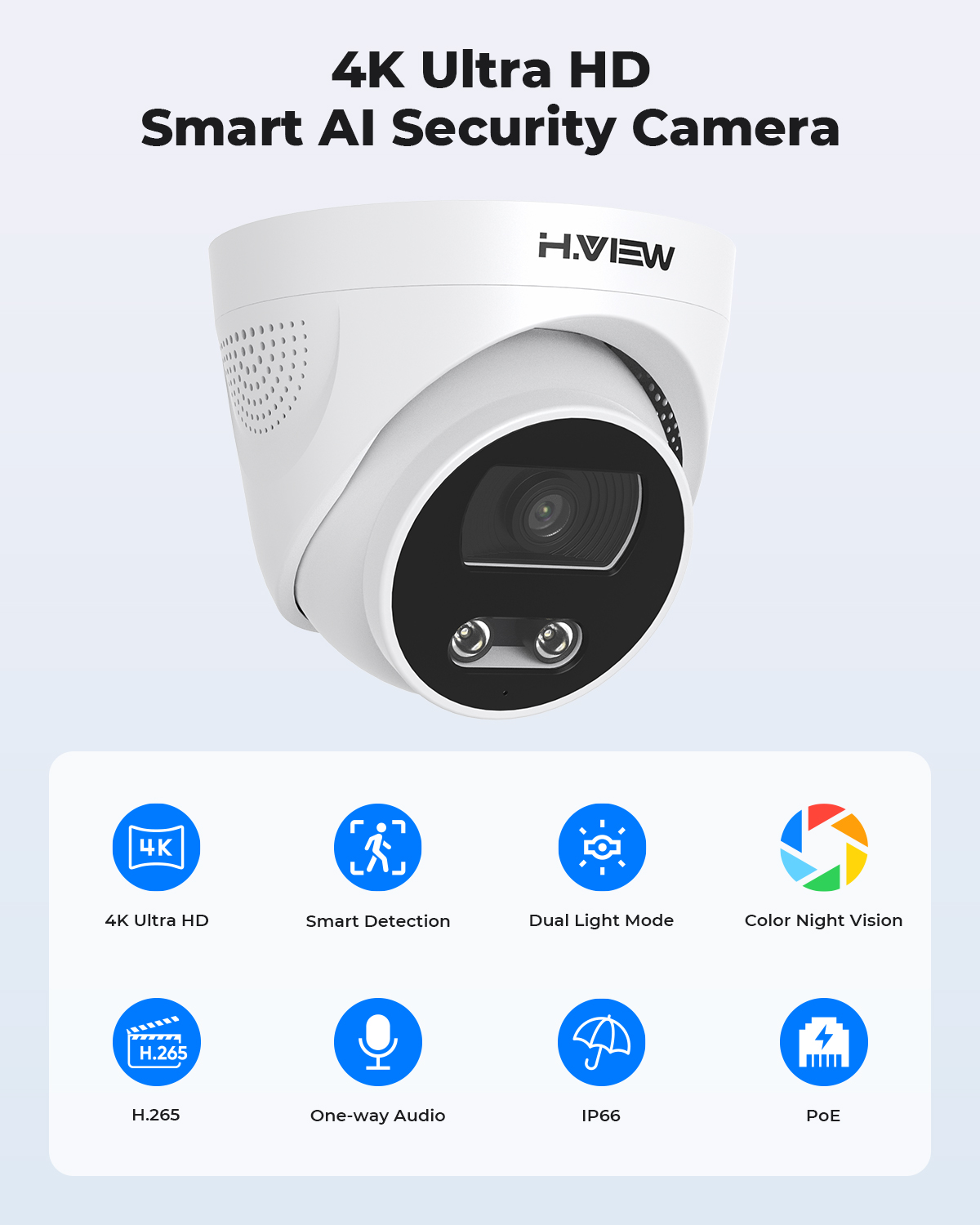 H.View 8Mp Poe Ip Camera Ai Fa - Home Security Kamera recension och pris