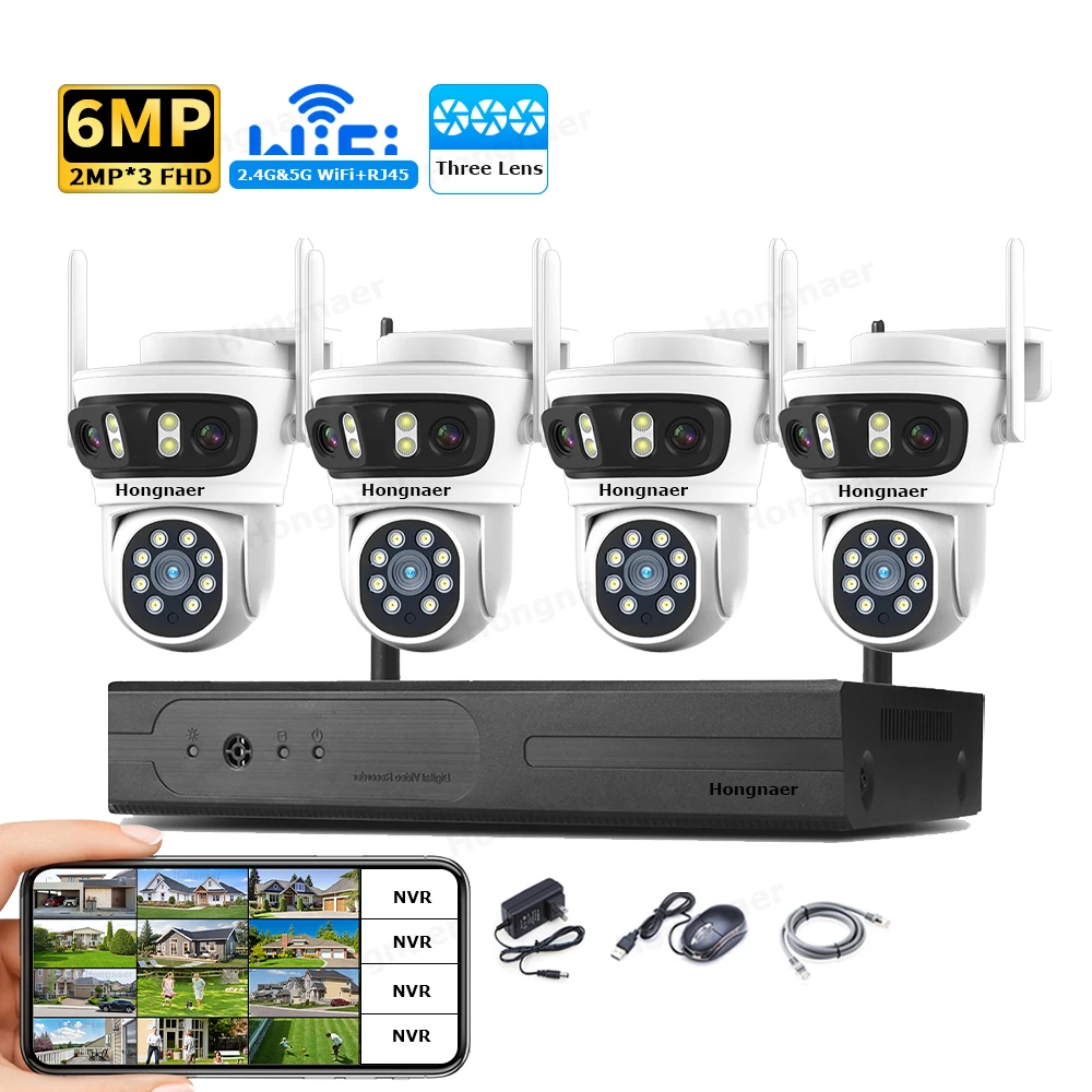 2026 Hongnaer 6MP 4CH 3 Lens 2 - Home Security Cameras Wireless recension och pris