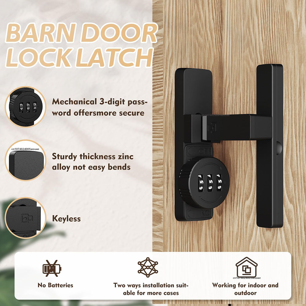 Security Barn Door Lock 3-Digi - Home Security For Doors recension och pris