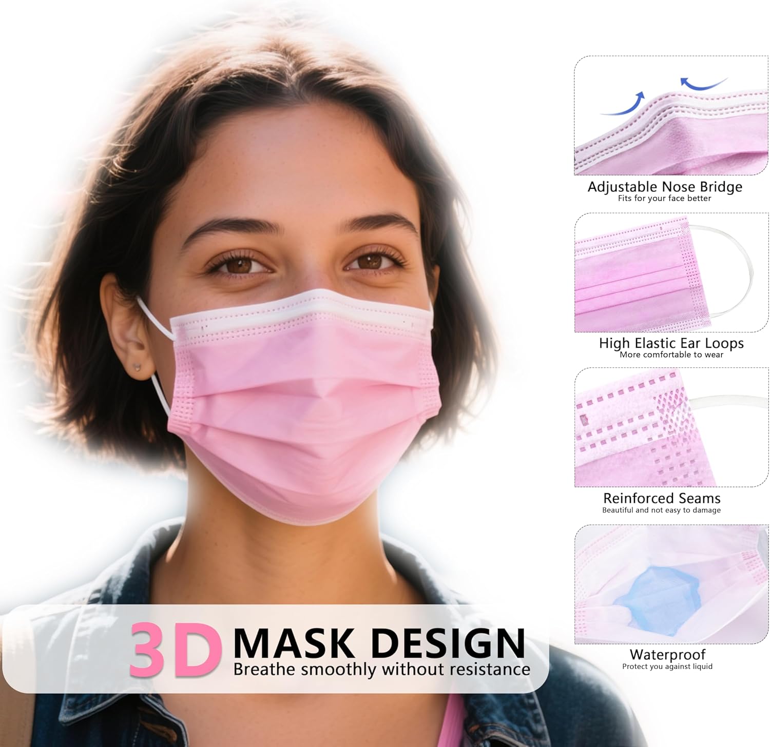 100Pcs Protective 3-Layer Pink - Home Security Officer recension och pris